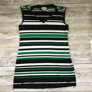 CK Striped Green and B&W sleeveless tunic